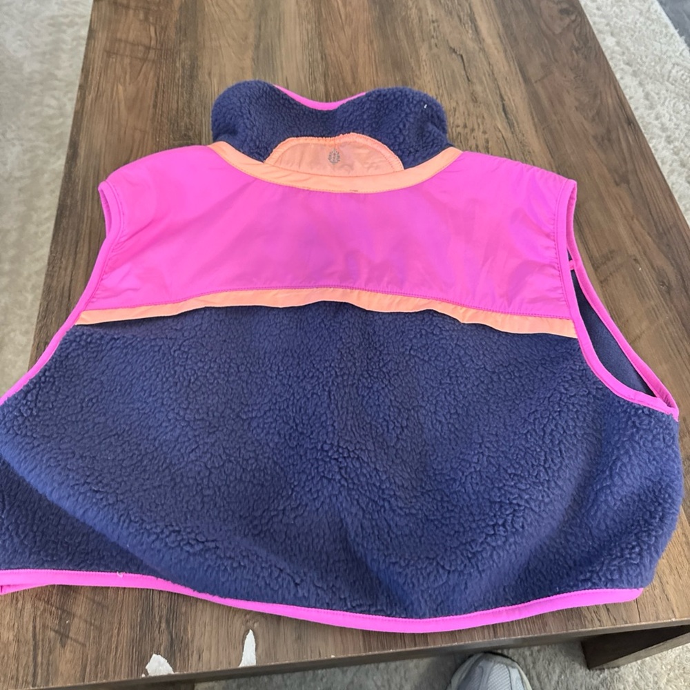 Free People Movement Fleece Vest Pink Navy Colorblock Women’s Small - Picture 5 of 6
